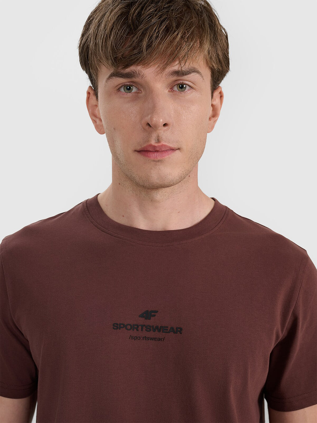T-shirt regular z nadrukiem męski - szary