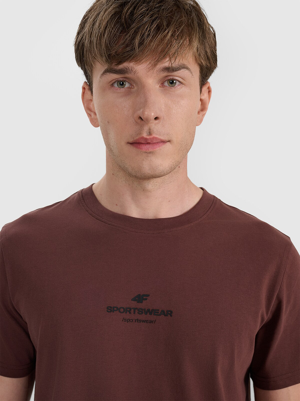 T-shirt regular z nadrukiem męski - szary