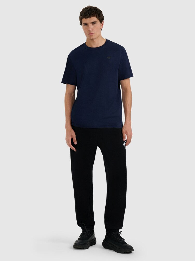T-shirt regular gładki męski - czarny