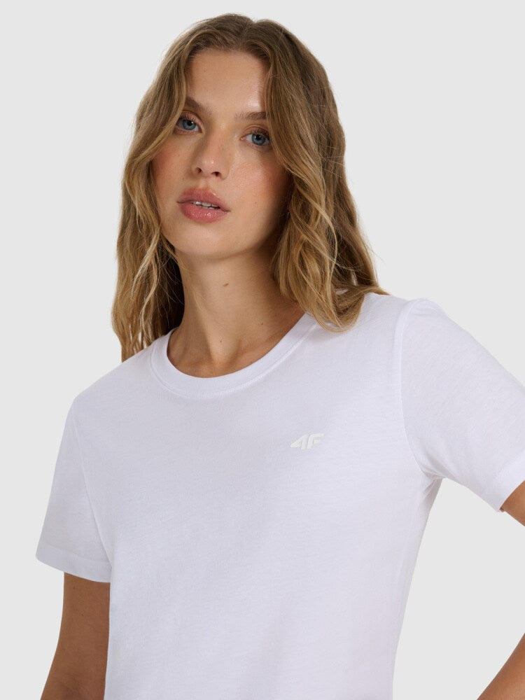T-shirt regular gładki damski - czarny