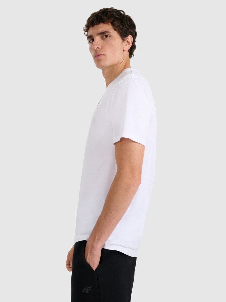 T-shirt regular gładki męski - czarny