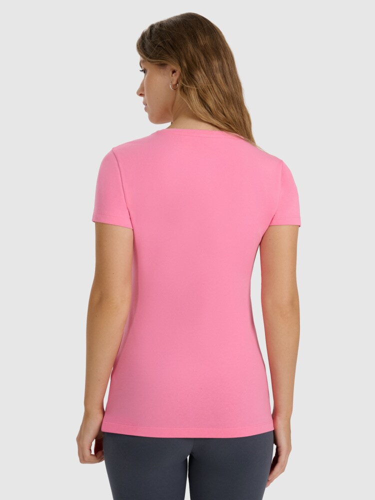T-shirt slim gładki damski - czarny