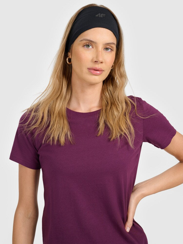 T-shirt regular gładki damski - czarny