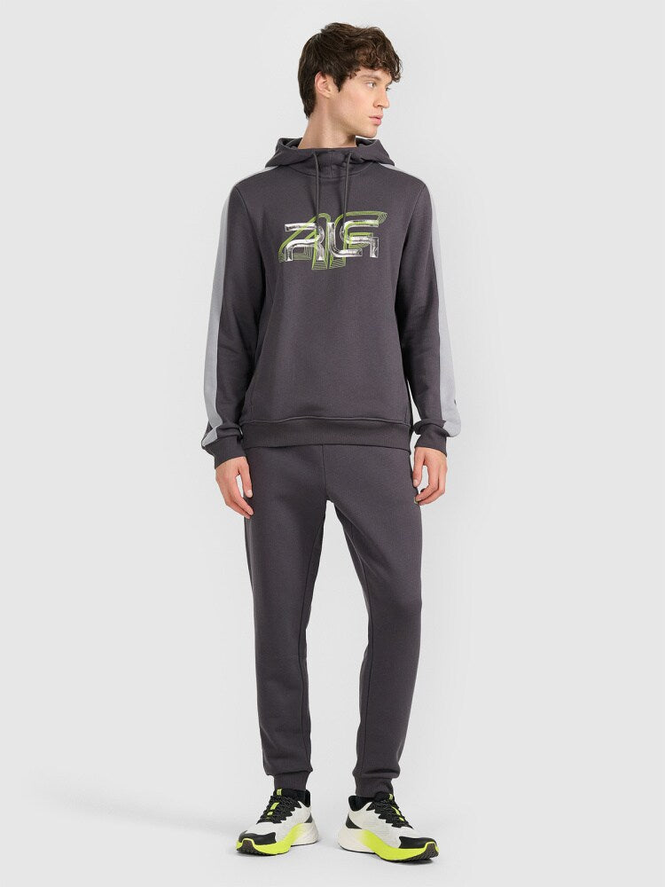 Bluza dresowa nierozpinana z kapturem męska 4FIVO x Robert Lewandowski - szary