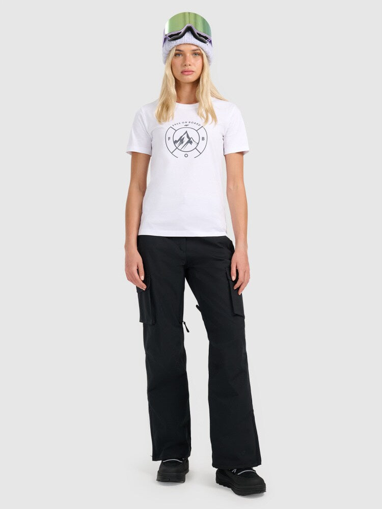 T-shirt regular z nadrukiem damski - zielony