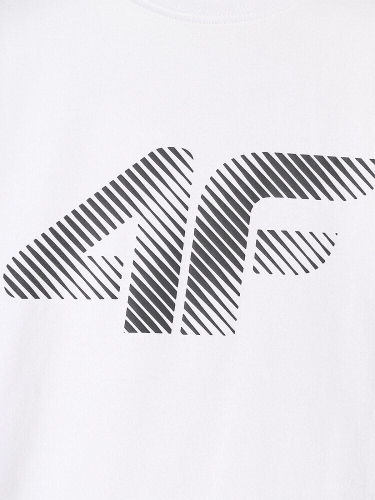 T-shirt regular z nadrukiem męski - biały