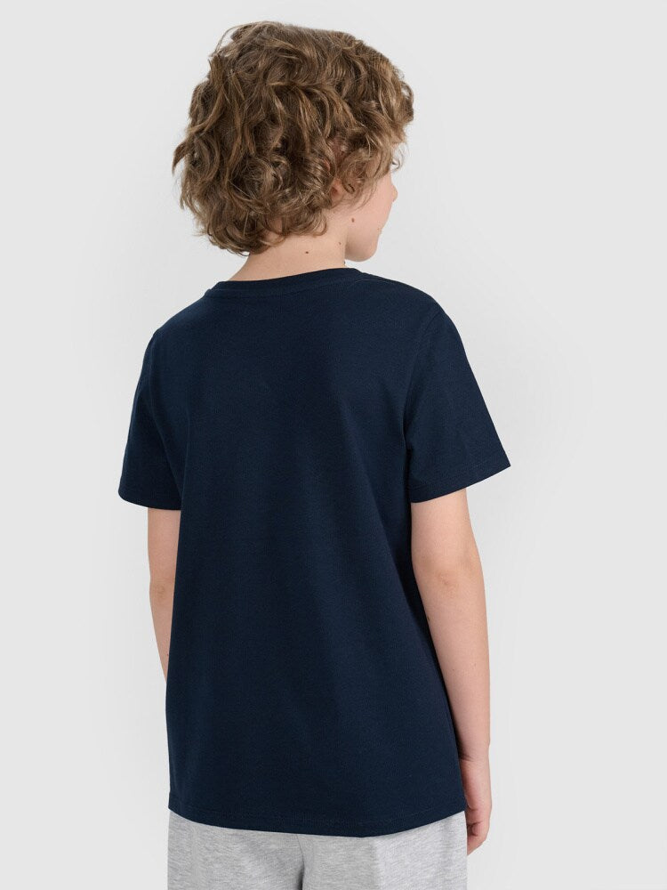 T-shirt regular gładki chłopięcy - czarny
