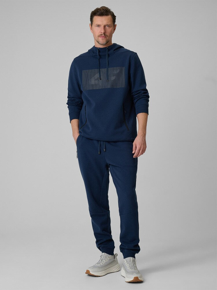Bluza dresowa regular z kapturem męska - granatowa