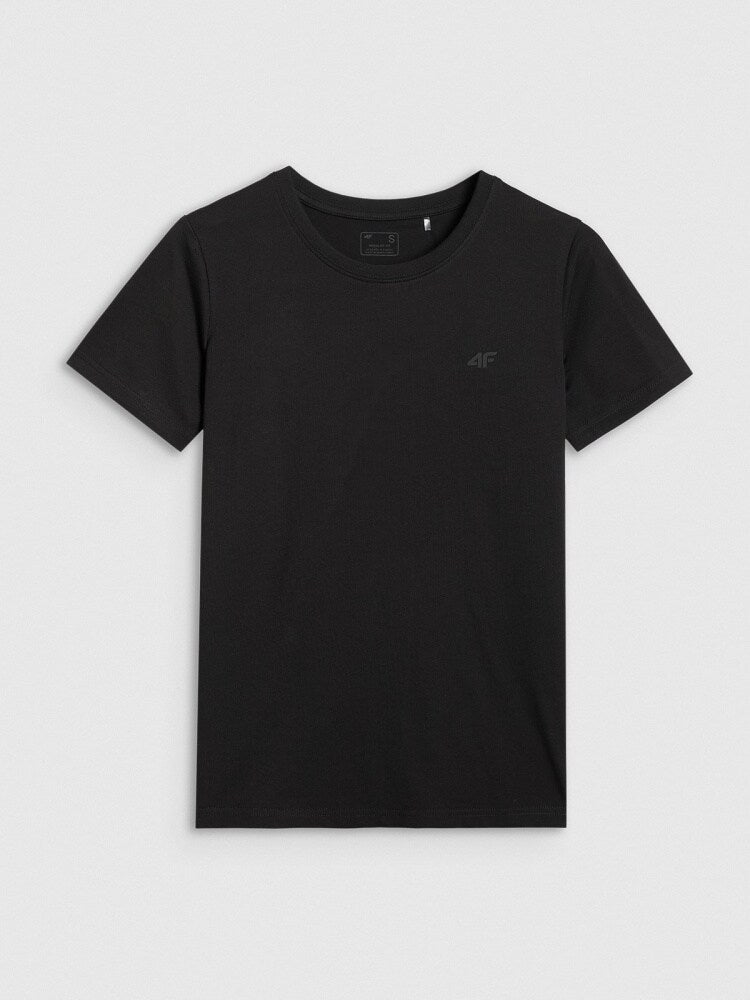 T-shirt regular gładki damski - czarny