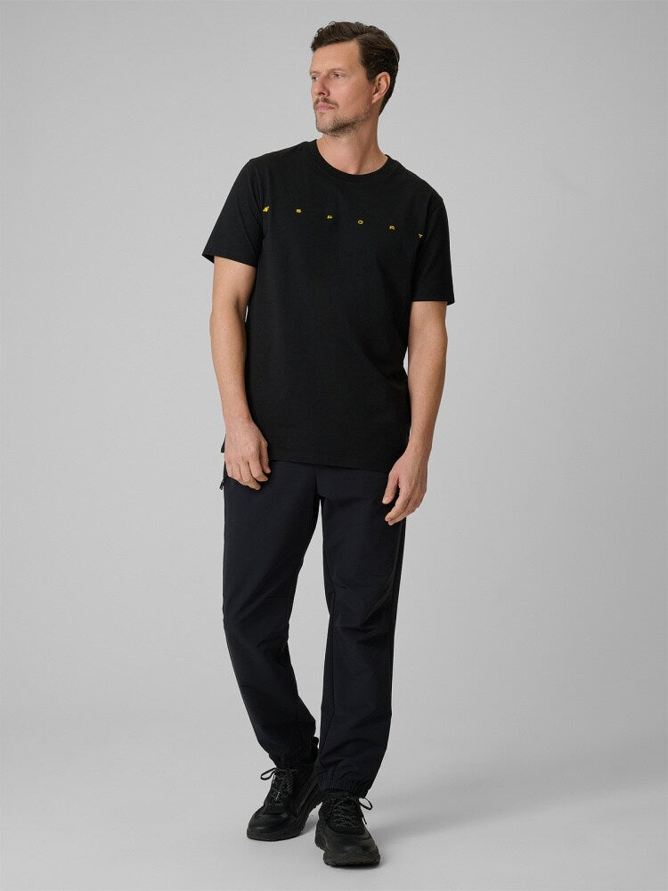 T-shirt regular z nadrukiem męski - czarny