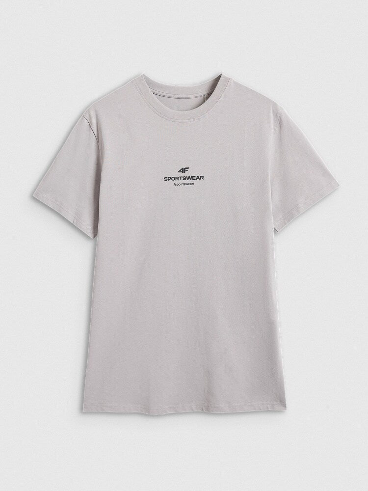 T-shirt regular z nadrukiem męski - szary