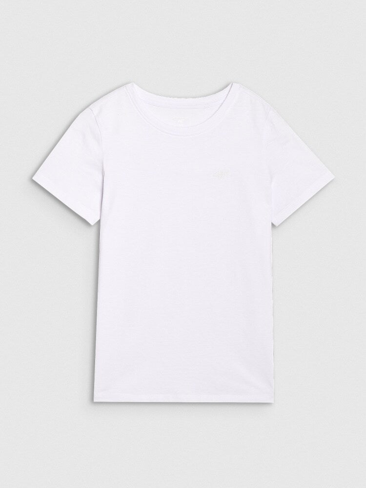 T-shirt regular gładki dziewczęcy - biały