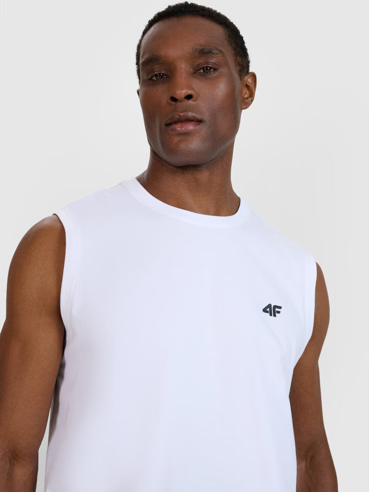 Tank top regular gładki męski - biały