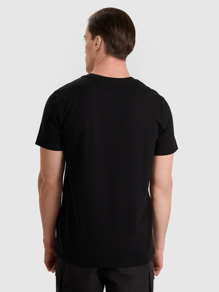 T-shirt regular z nadrukiem męski - biały