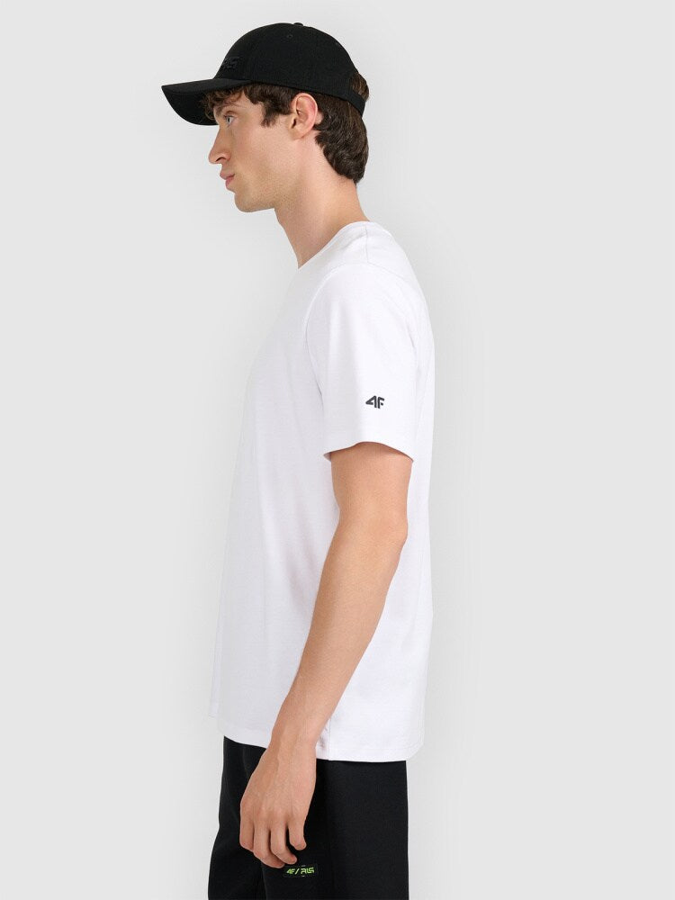 T-shirt regular z nadrukiem męski 4FIVO x Robert Lewandowski - biała