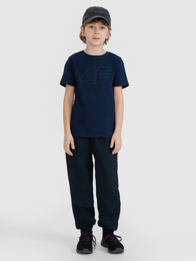 T-shirt z nadrukiem chłopięcy - granatowy