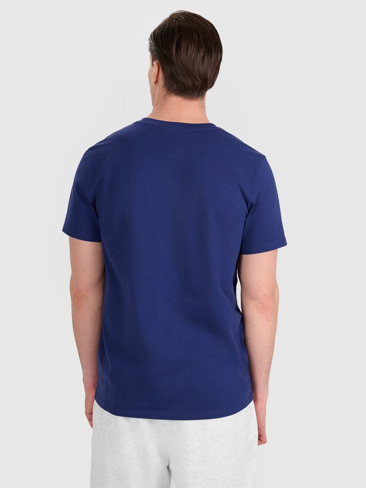 T-shirt regular z nadrukiem męski - biały