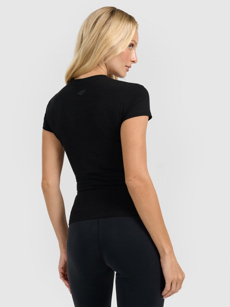 T-shirt slim gładki damski - biały