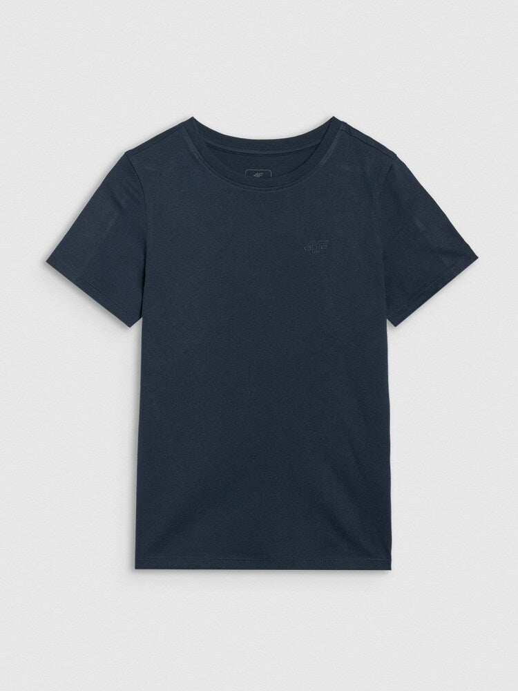 T-shirt regular gładki chłopięcy - czarny