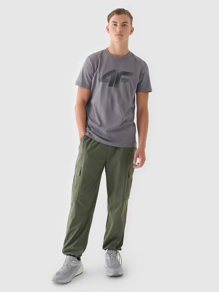 T-shirt regular z nadrukiem męski - biały