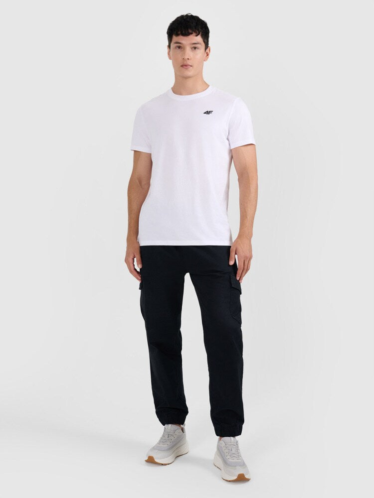 T-shirt regular gładki męski (2-pack) - czarny