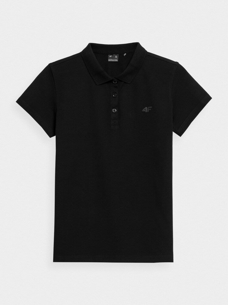 Koszulka polo slim damska - czarna
