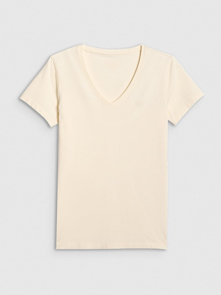 T-shirt slim gładki damski - czarny
