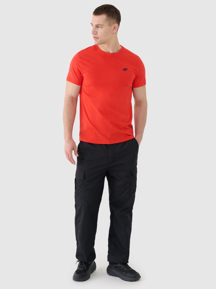 T-shirt regular gładki męski - szary