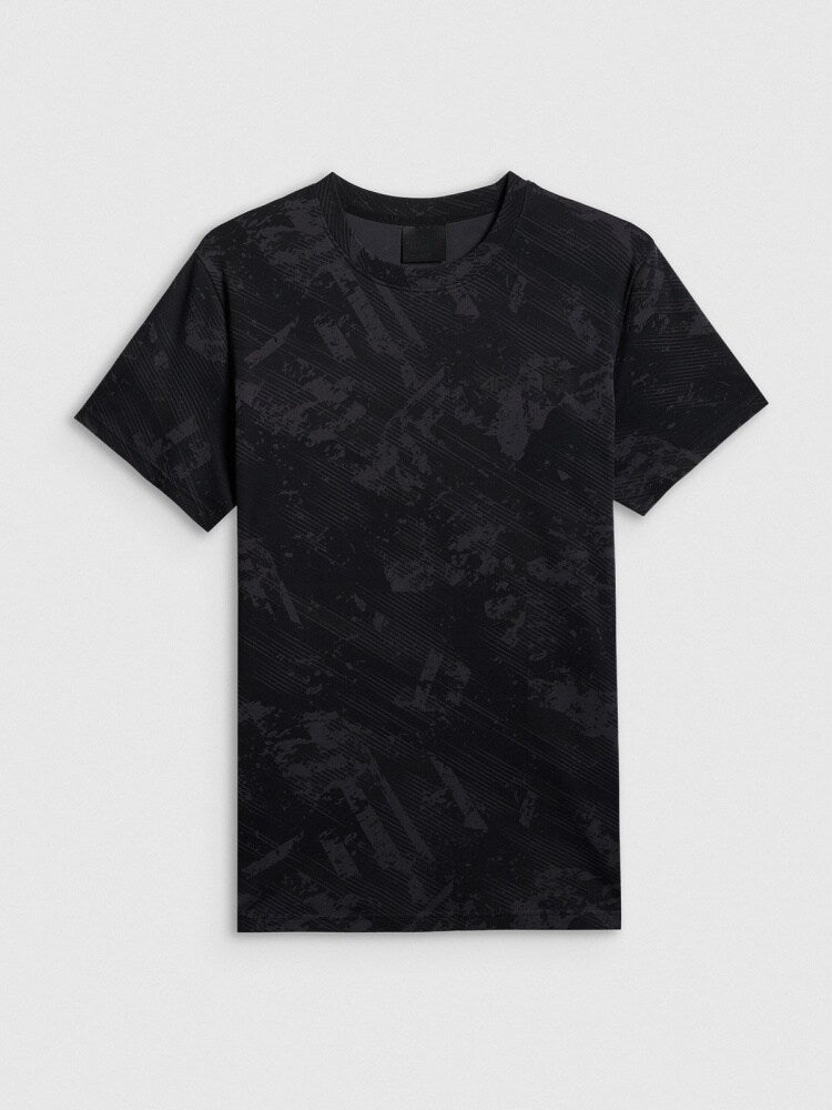 T-shirt regular z nadrukiem męski 4FIVO x Robert Lewandowski - czarny