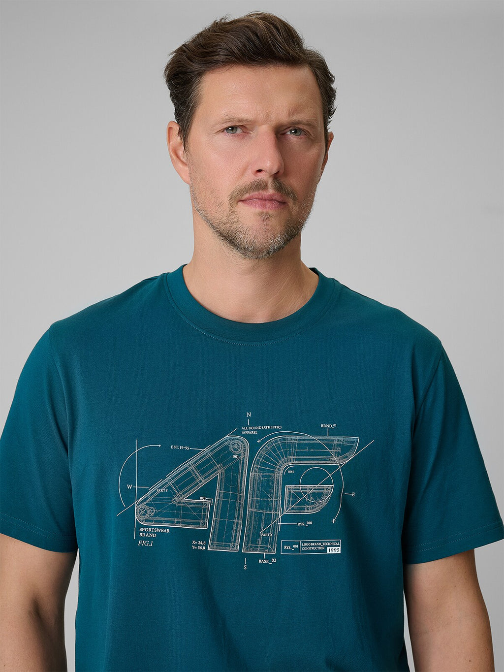 T-shirt regular z nadrukiem męski - czerwony