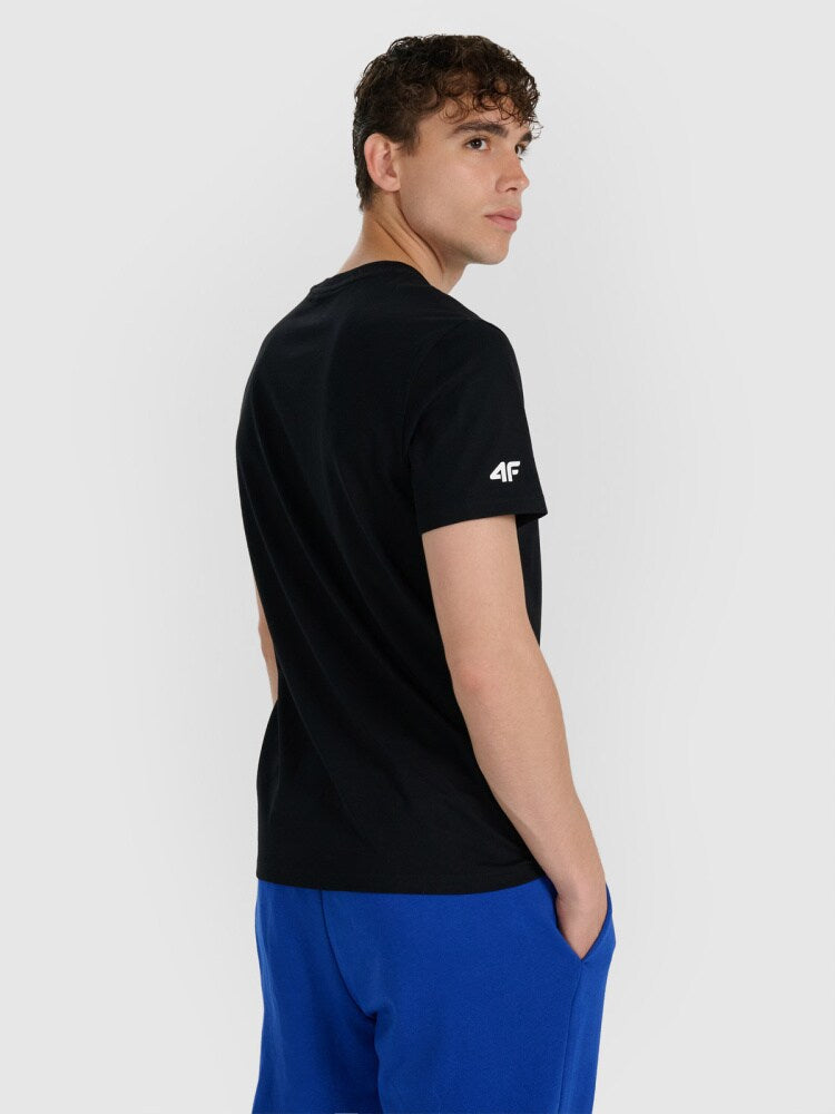T-shirt regular z nadrukiem męski - granatowy