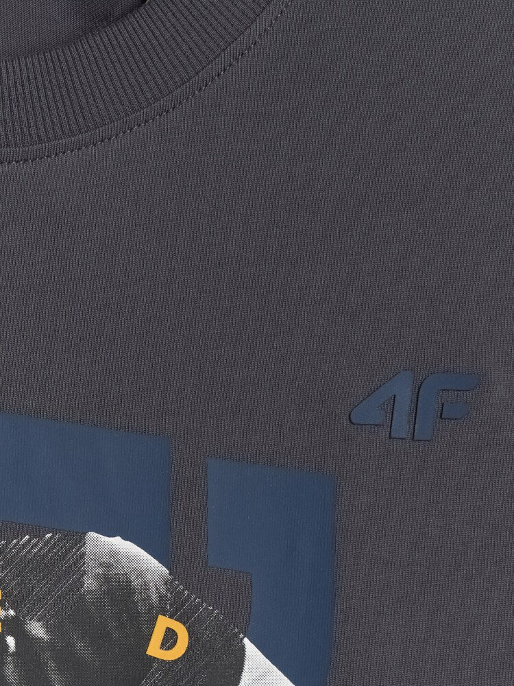T-shirt regular z nadrukiem męski - szary