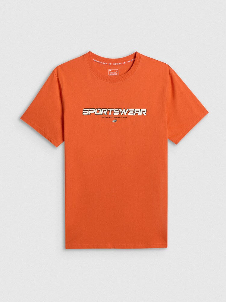 T-shirt regular z nadrukiem męski - niebieski