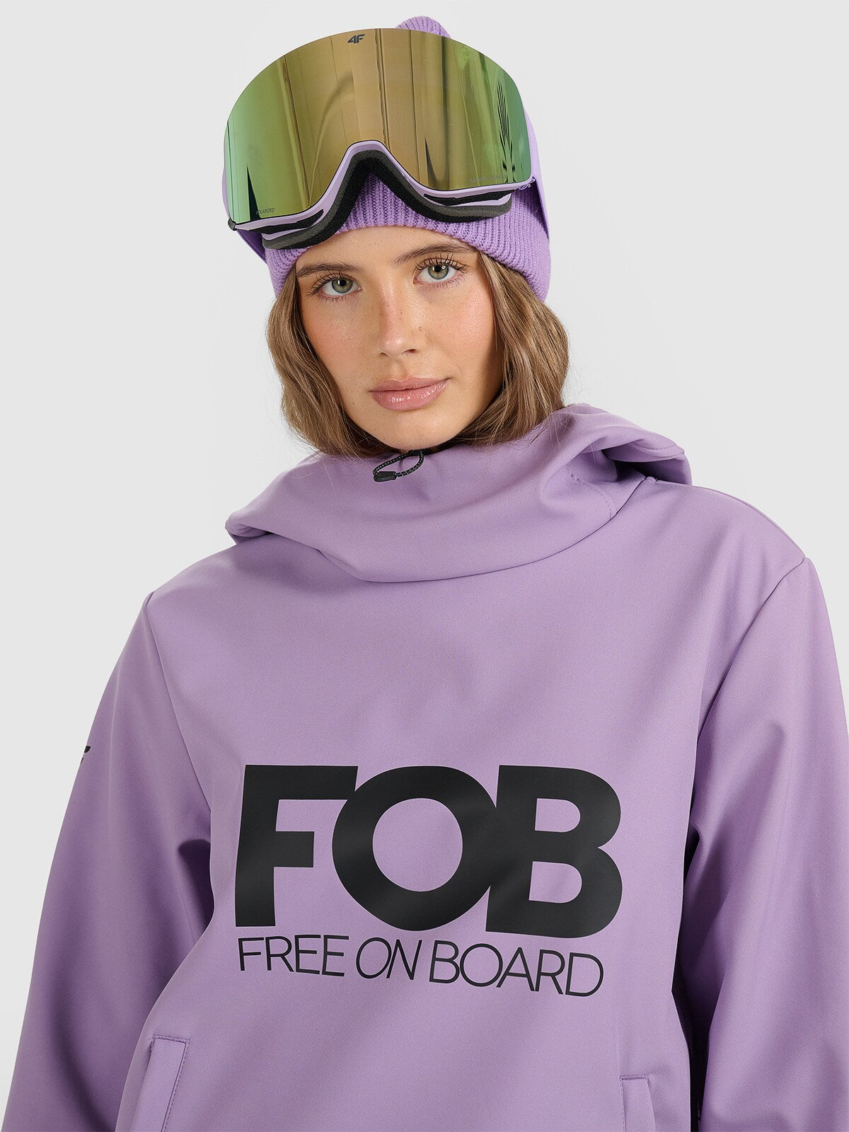 Kurtka snowboardowa z softshellu membrana 5000 damska - fioletowa