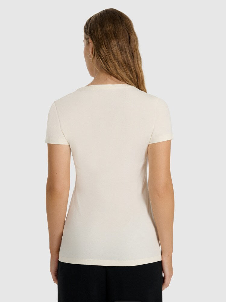 T-shirt slim gładki damski - czarny