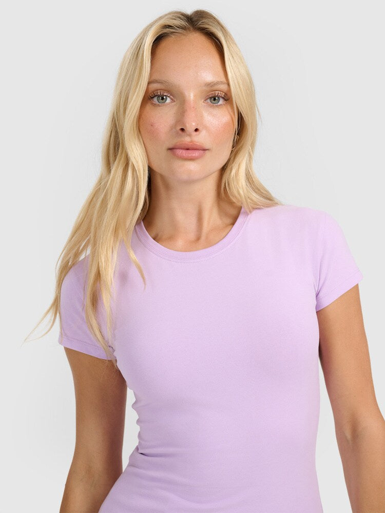 T-shirt slim gładki damski - biały