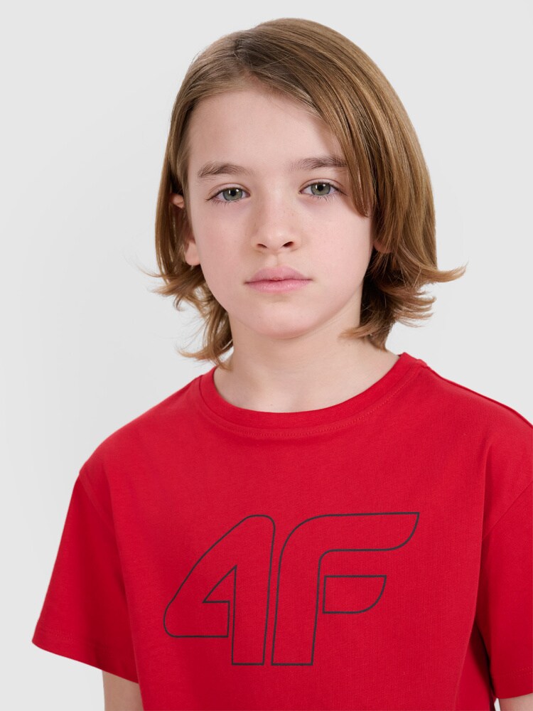 T-shirt oversize z nadrukiem chłopięcy - czerwony