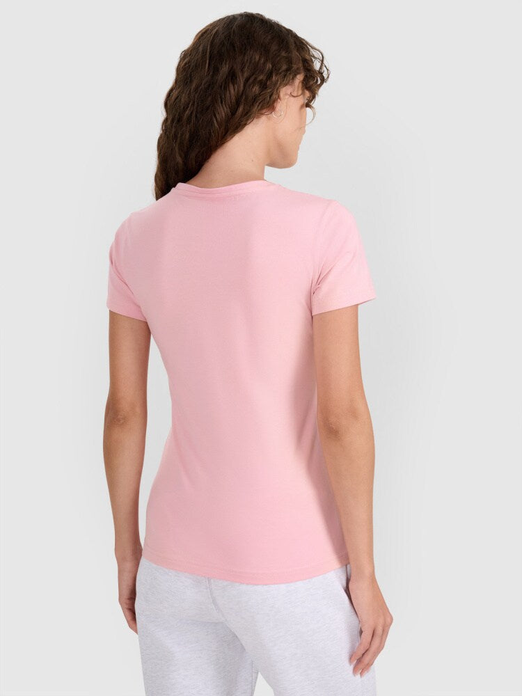 T-shirt slim gładki damski - granatowy