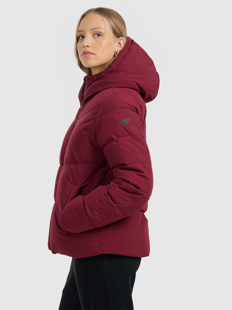 Kurtka puchowa z wypełnieniem syntetycznym damska - czerwona
