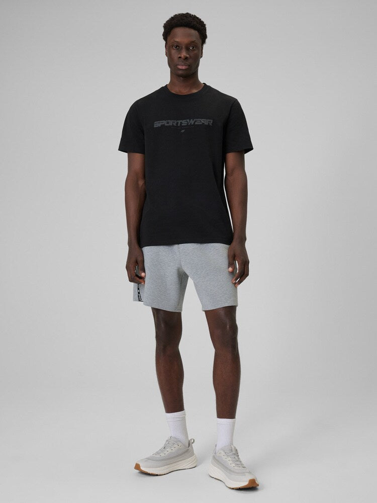 T-shirt regular z nadrukiem męski - niebieski
