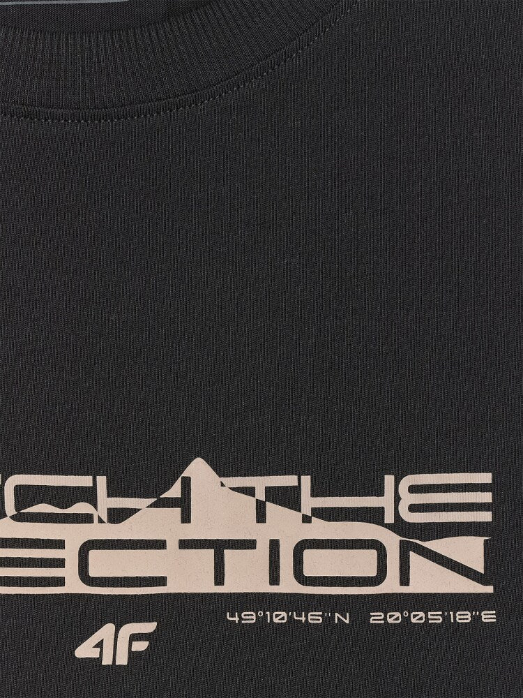 T-shirt regular z nadrukiem męski - turkusowy