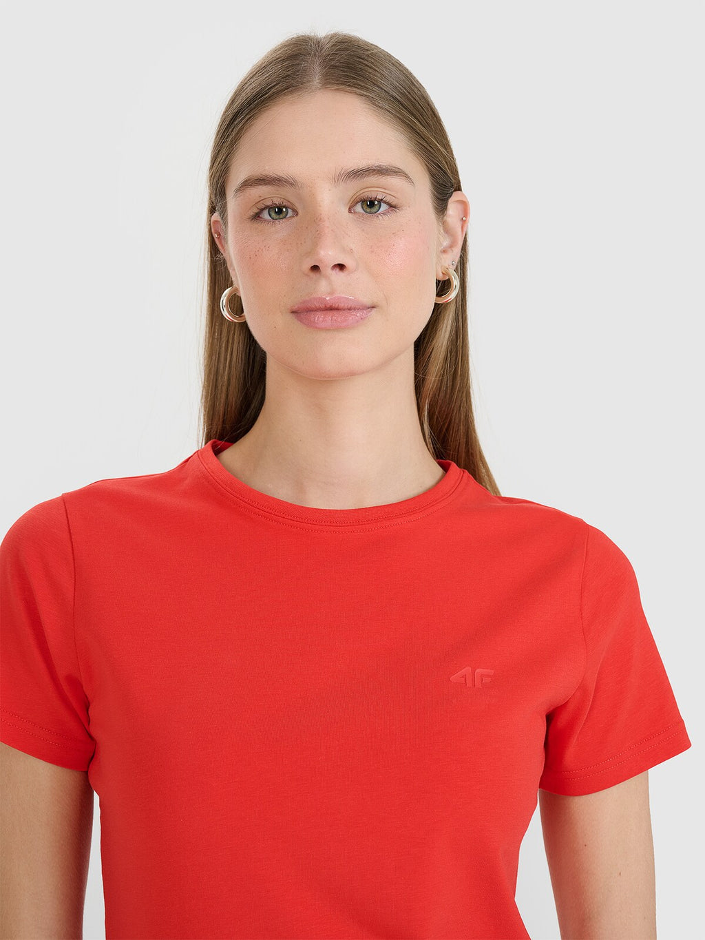 T-shirt slim gładki damski - granatowy