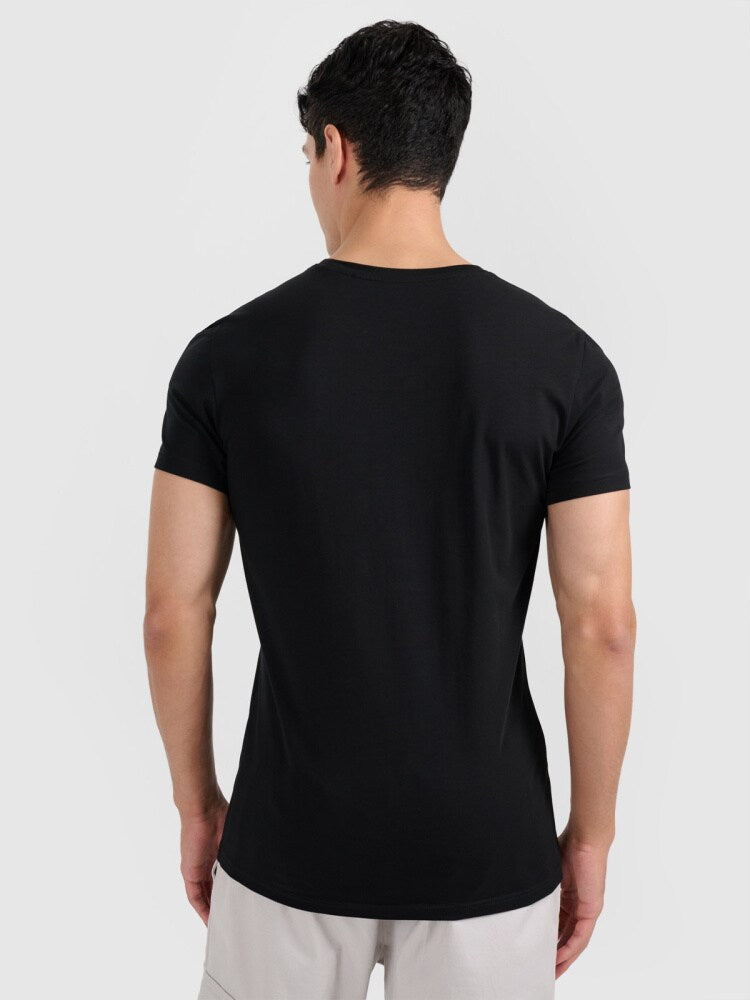 T-shirt slim gładki męski - granatowy
