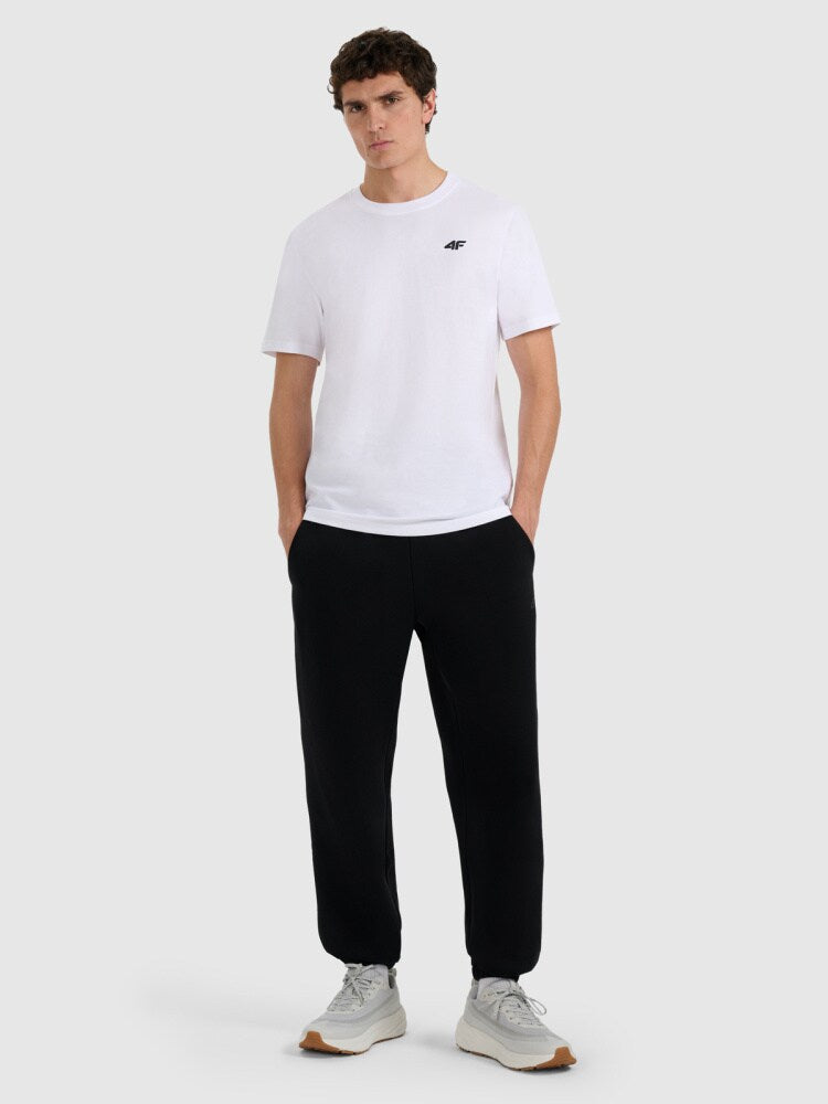 T-shirt regular gładki męski - czarny
