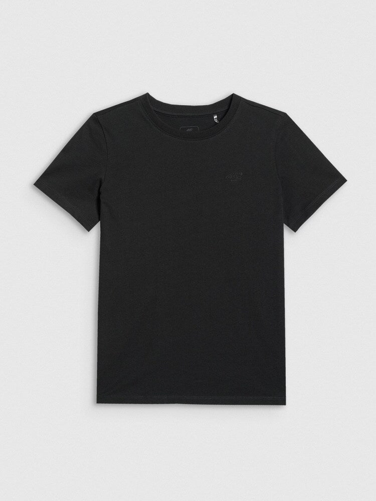 T-shirt regular gładki chłopięcy - czarny