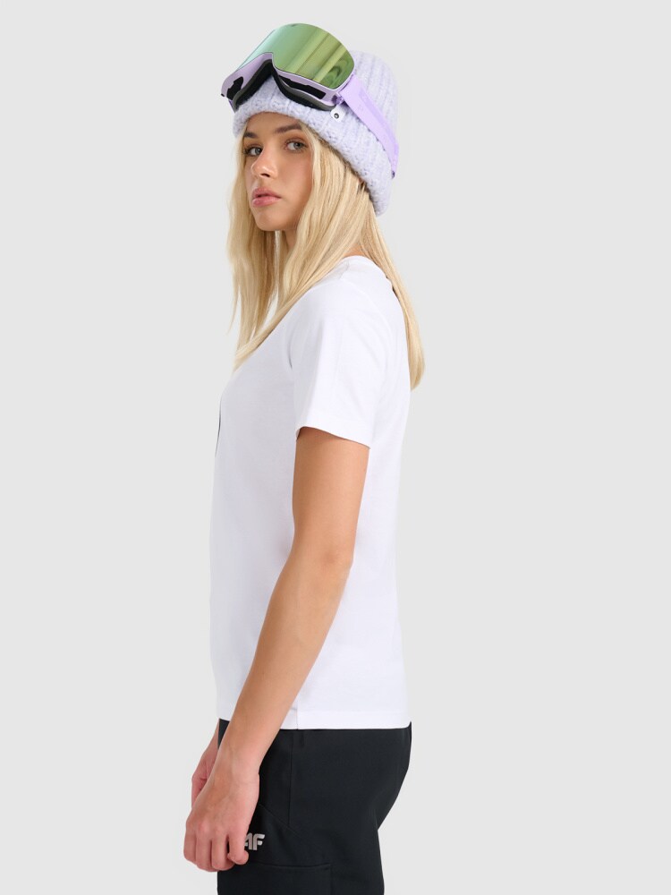 T-shirt regular z nadrukiem damski - zielony