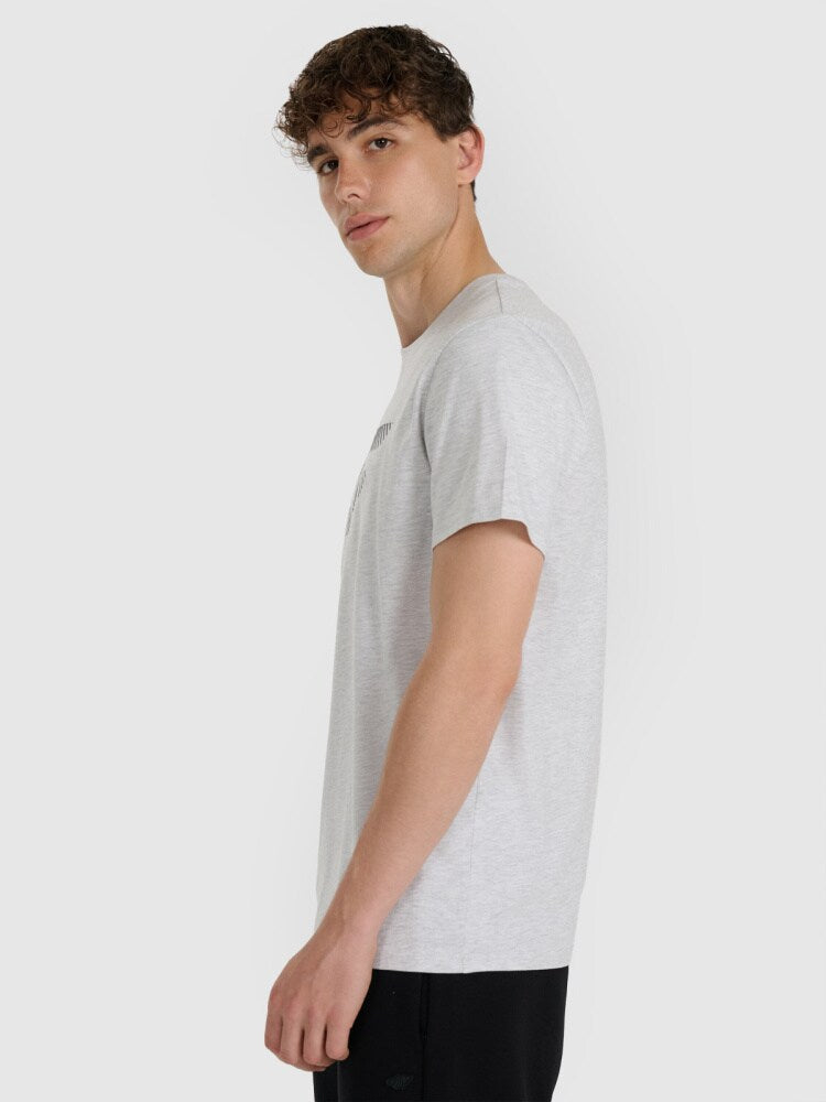 T-shirt regular z nadrukiem męski - biały