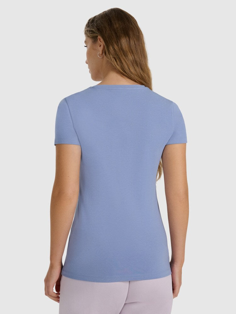 T-shirt slim gładki damski - czarny