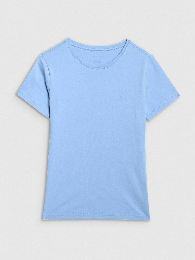 T-shirt slim gładki damski - granatowy