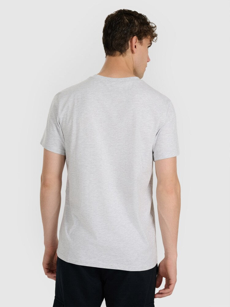 T-shirt regular gładki męski - szary